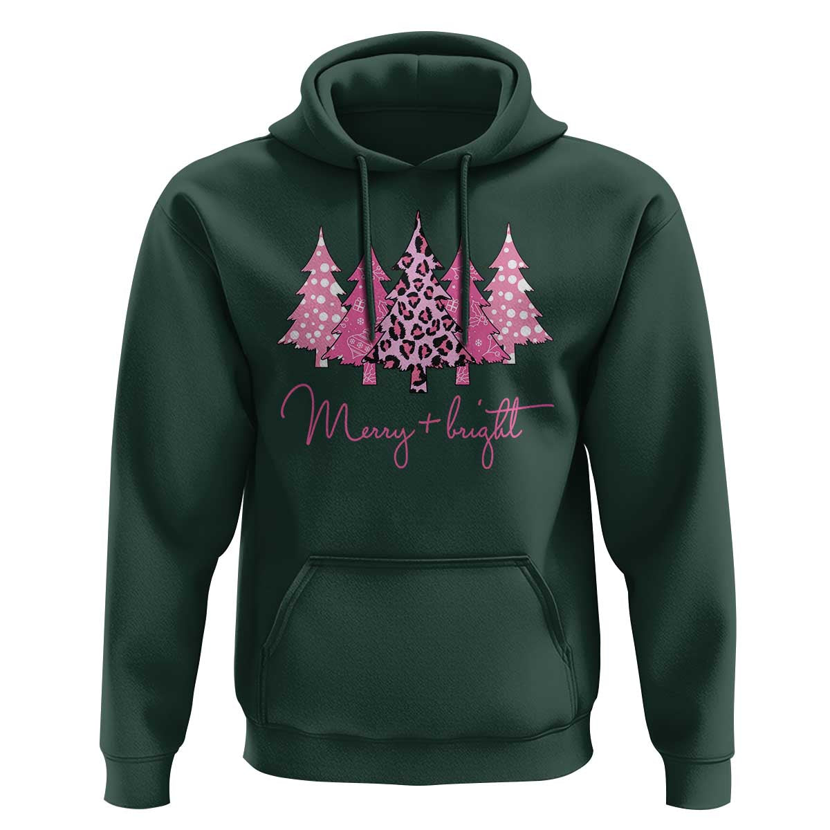 Christmas Pink Hoodie Leopard Print Trees
