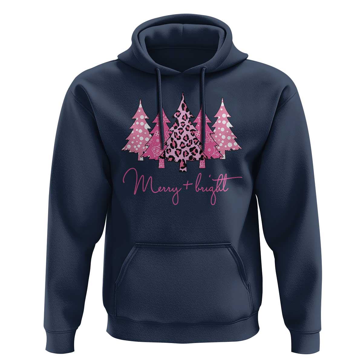 Christmas Pink Hoodie Leopard Print Trees