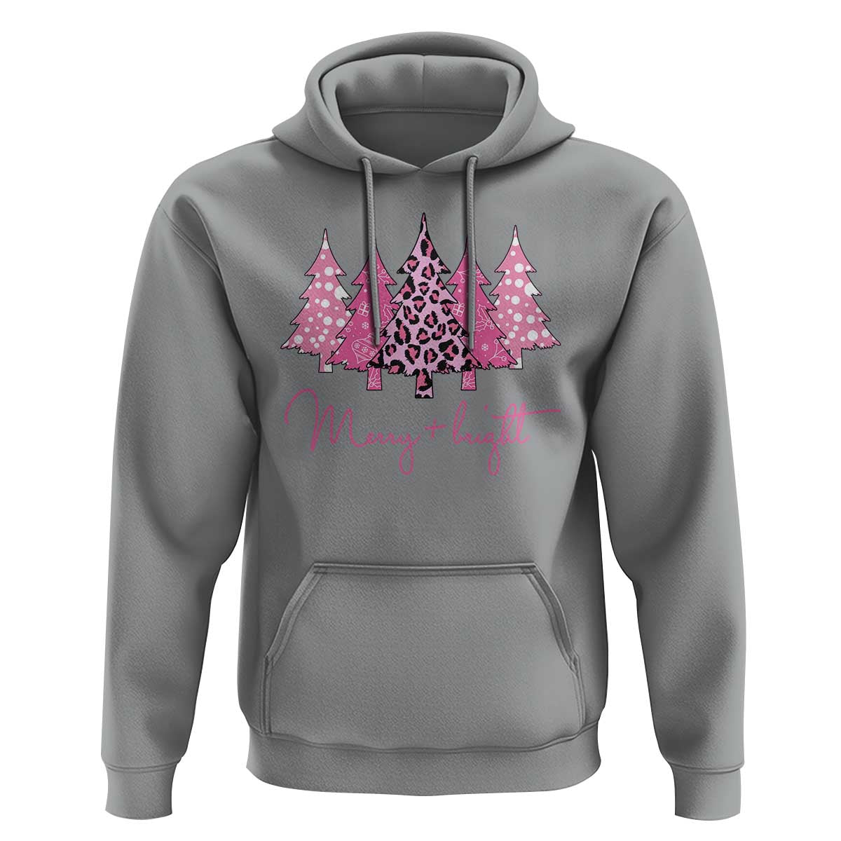 Christmas Pink Hoodie Leopard Print Trees