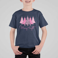 Christmas Pink T Shirt For Kid Leopard Print Trees - Wonder Print Shop
