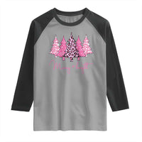 Pink Christmas Raglan Shirt Leopard Print Trees