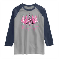 Pink Christmas Raglan Shirt Leopard Print Trees