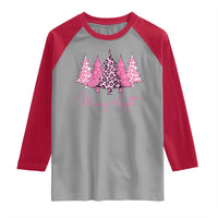 Pink Christmas Raglan Shirt Leopard Print Trees