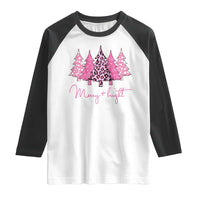 Pink Christmas Raglan Shirt Leopard Print Trees