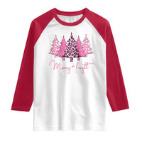 Pink Christmas Raglan Shirt Leopard Print Trees