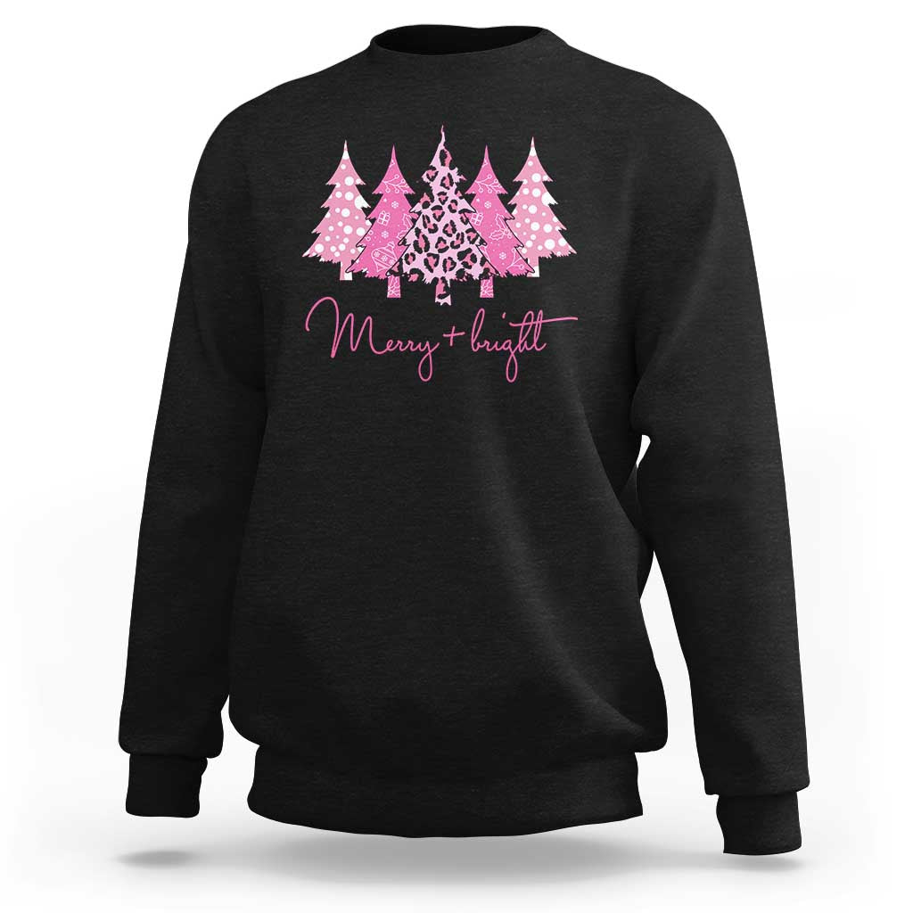 Christmas Pink Sweatshirt Leopard Print Trees - Wonder Print Shop