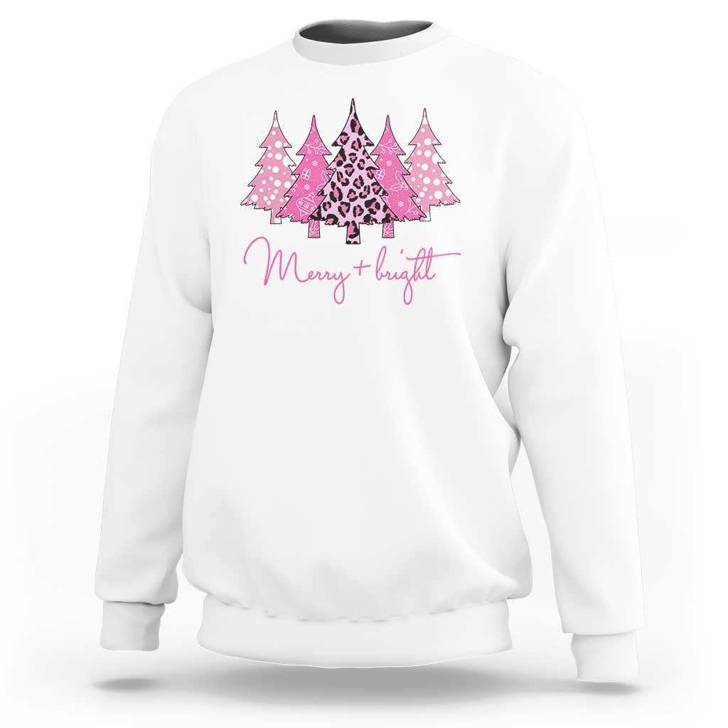 Christmas Pink Sweatshirt Leopard Print Trees - Wonder Print Shop
