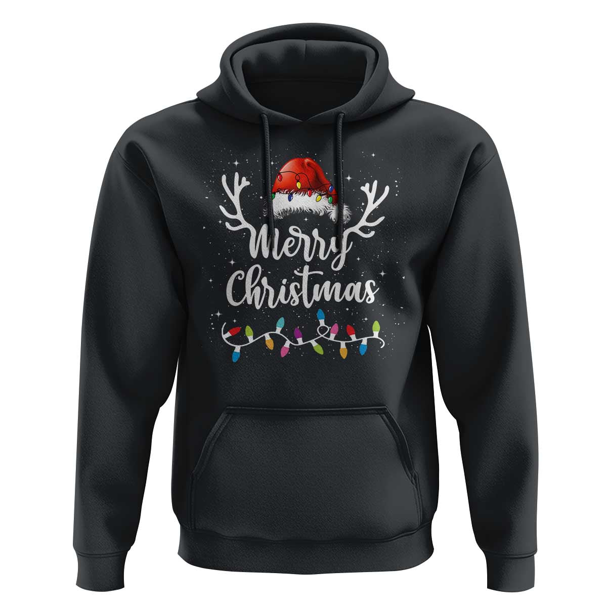 Merry Christmas Hoodie Lights Red Santa Hat Xmas Family Matching