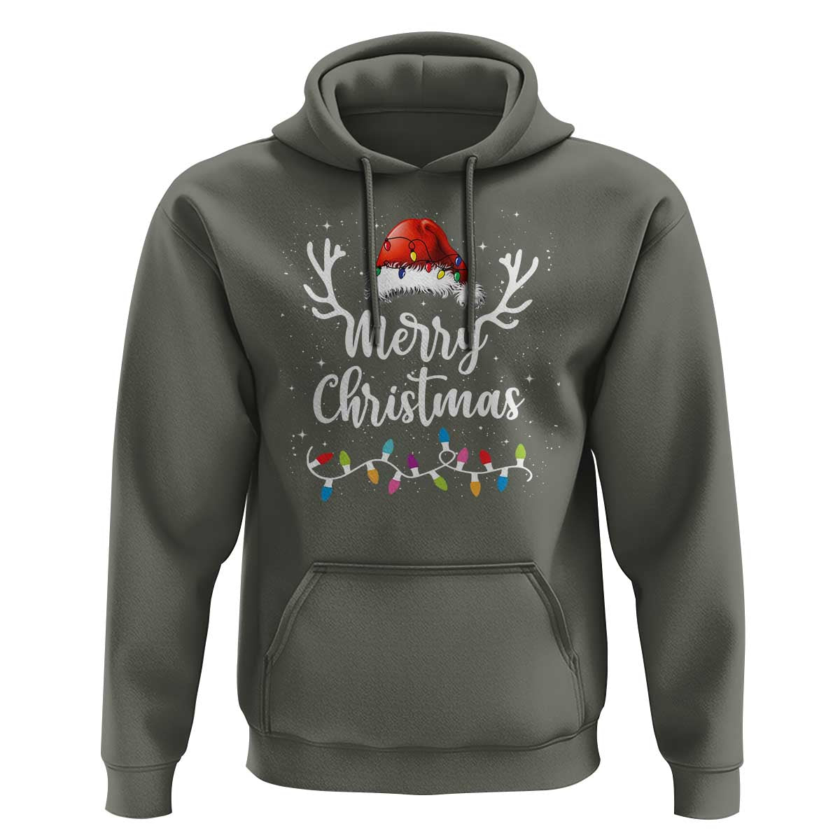 Merry Christmas Hoodie Lights Red Santa Hat Xmas Family Matching