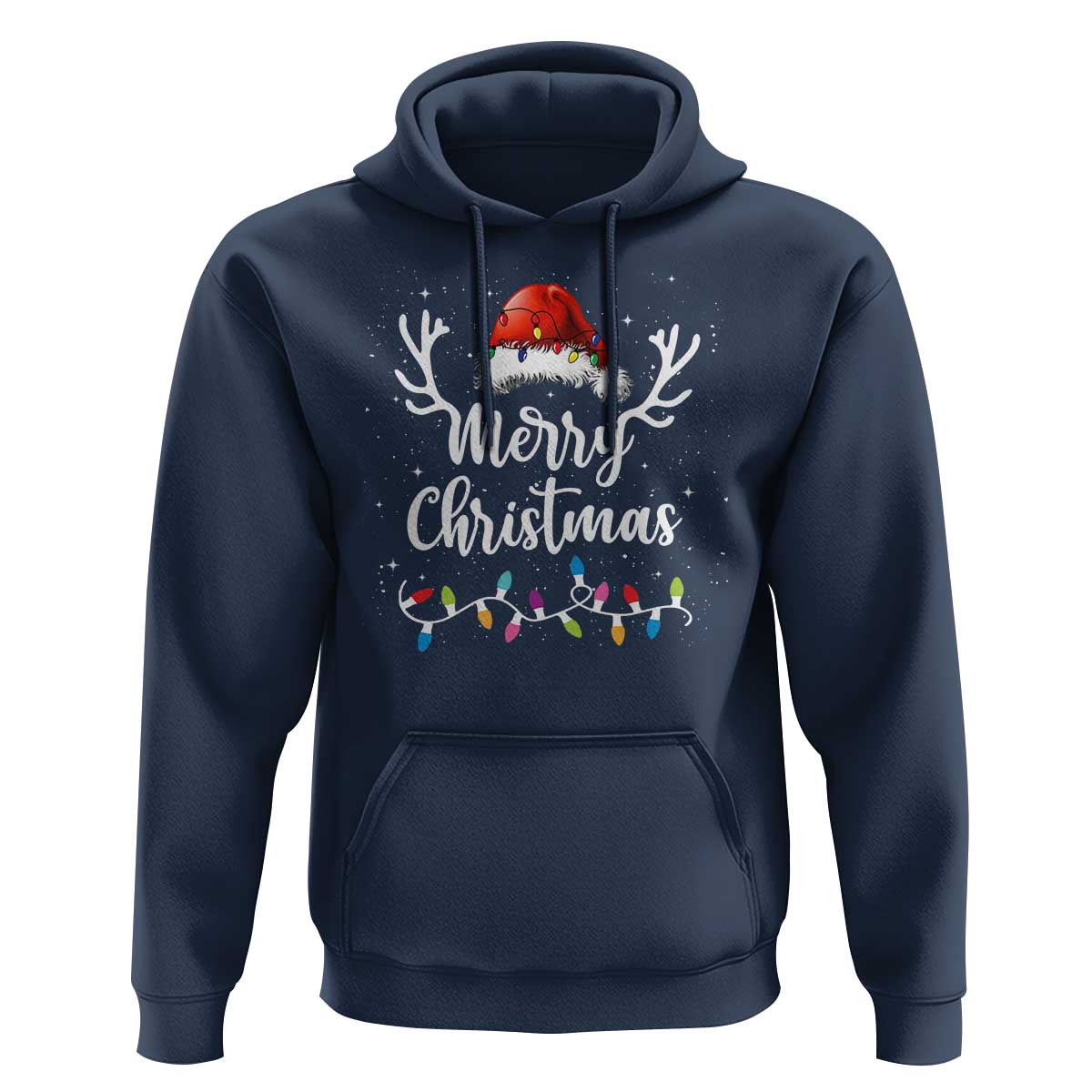 Merry Christmas Hoodie Lights Red Santa Hat Xmas Family Matching
