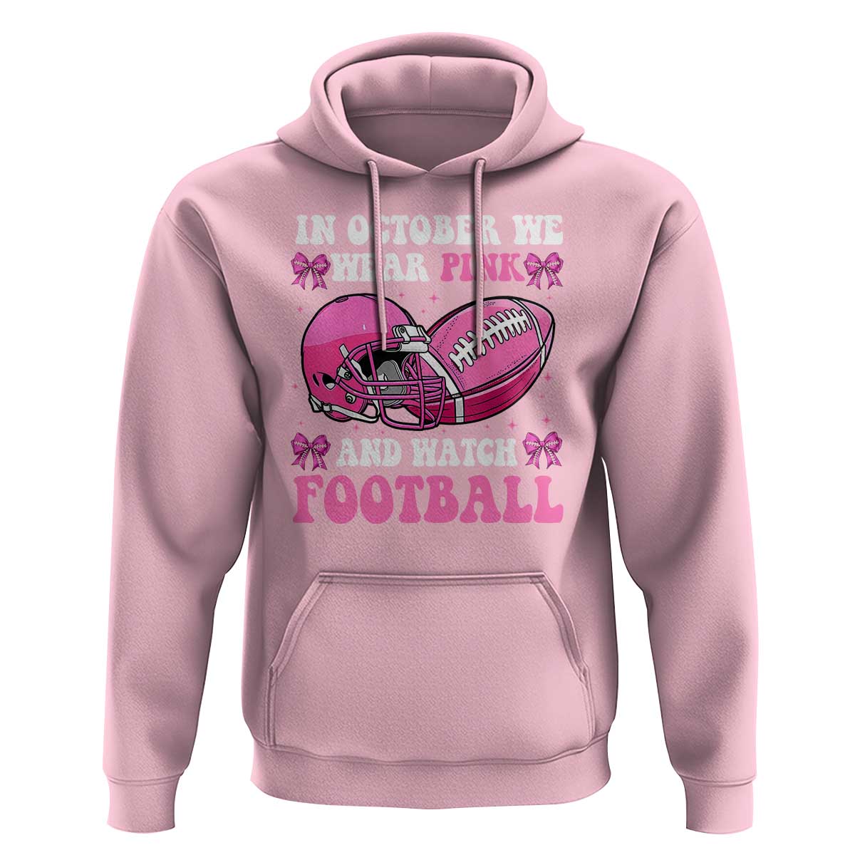 Football Breast Cancer Awareness Hoodie Coquette Football In October We Wear Pink Ghost Halloween Pink Ribbon