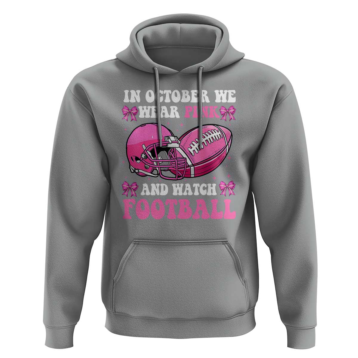 Football Breast Cancer Awareness Hoodie Coquette Football In October We Wear Pink Ghost Halloween Pink Ribbon