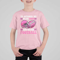 Football Breast Cancer Awareness T Shirt For Kid Coquette Football In October We Wear Pink Ghost Halloween Pink Ribbon - Wonder Print Shop