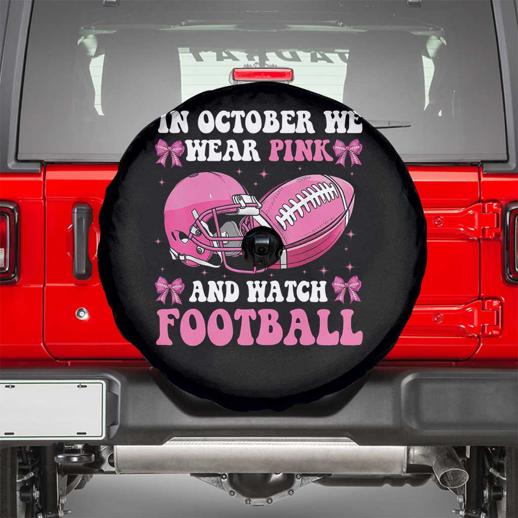 Football Breast Cancer Awareness Spare Tire Cover Coquette Football In October We Wear Pink Ghost Halloween Pink Ribbon