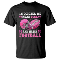 Football Breast Cancer Awareness T Shirt Coquette Football In October We Wear Pink Ghost Halloween Pink Ribbon - Wonder Print Shop