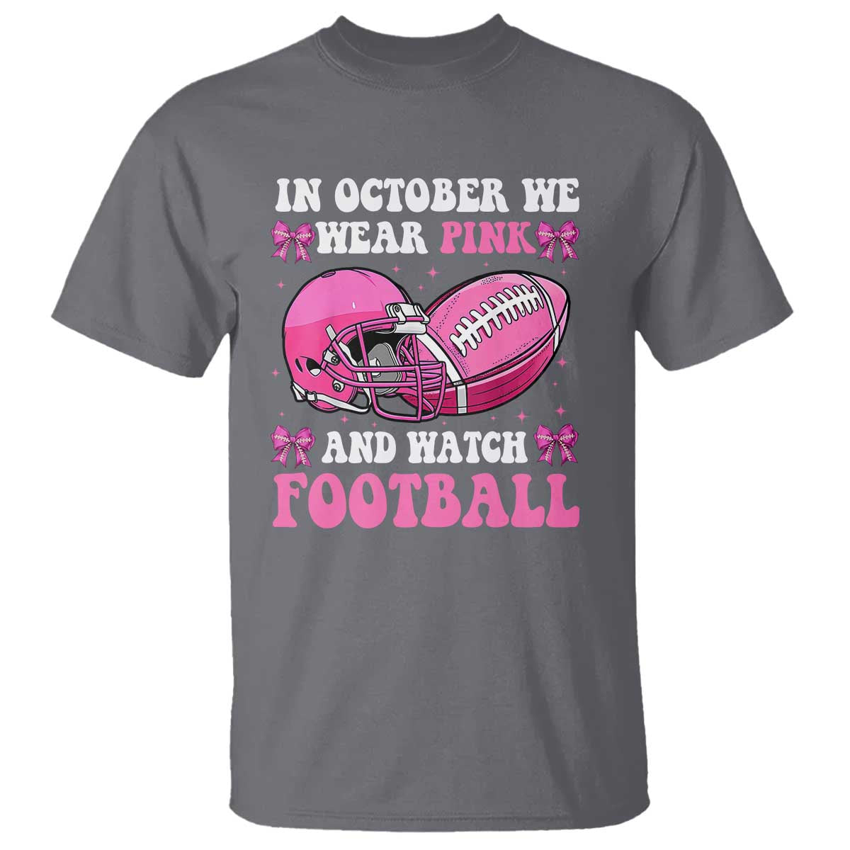 Football Breast Cancer Awareness T Shirt Coquette Football In October We Wear Pink Ghost Halloween Pink Ribbon - Wonder Print Shop