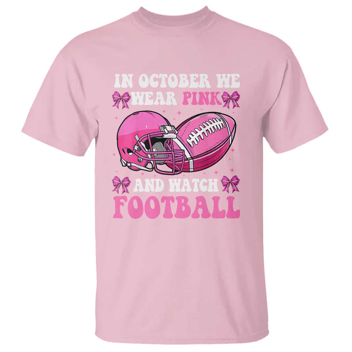 Football Breast Cancer Awareness T Shirt Coquette Football In October We Wear Pink Ghost Halloween Pink Ribbon - Wonder Print Shop