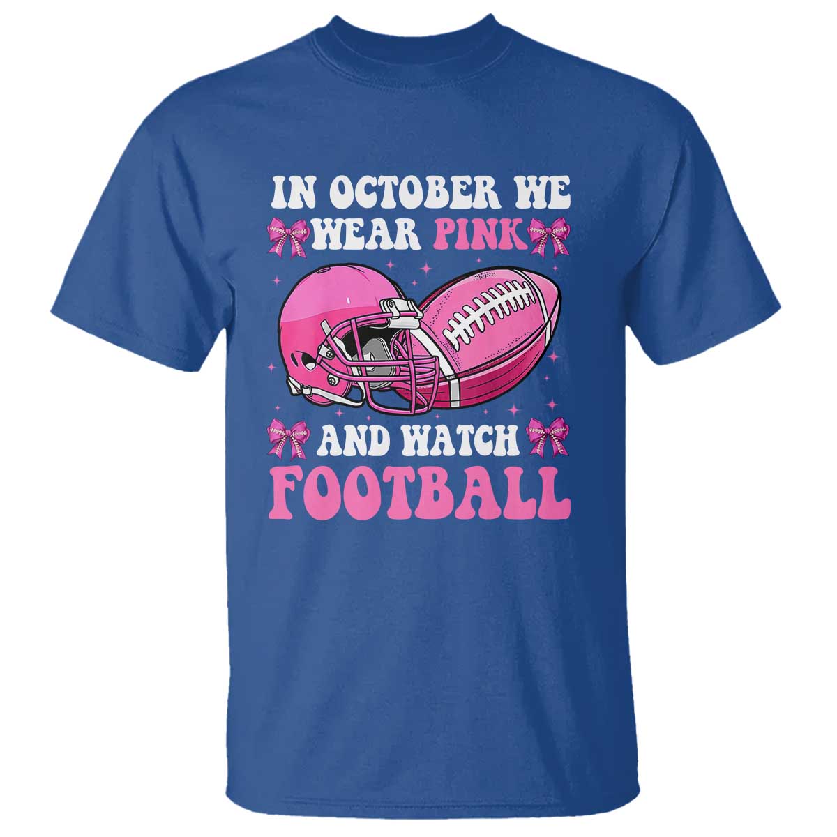 Football Breast Cancer Awareness T Shirt Coquette Football In October We Wear Pink Ghost Halloween Pink Ribbon - Wonder Print Shop