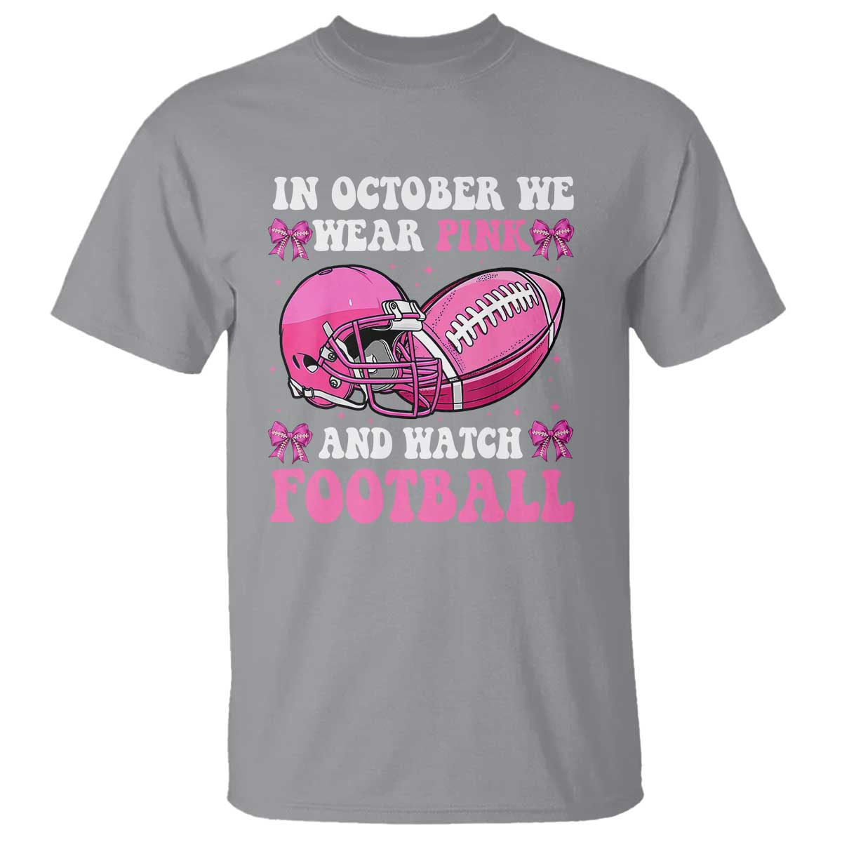 Football Breast Cancer Awareness T Shirt Coquette Football In October We Wear Pink Ghost Halloween Pink Ribbon - Wonder Print Shop