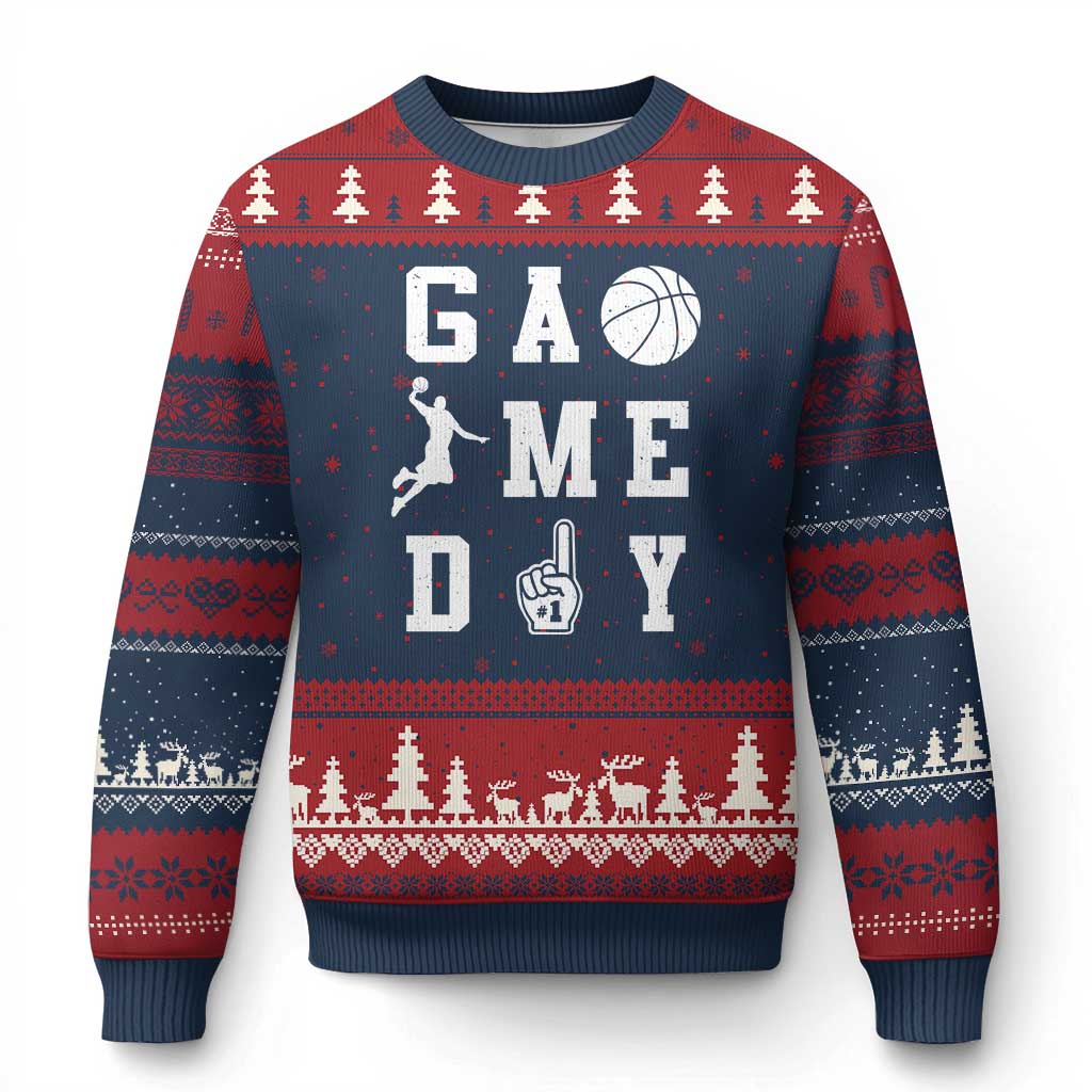 Game Day Basketball Ugly Christmas Sweater Basketball Mom Sports Fan - Wonder Print Shop