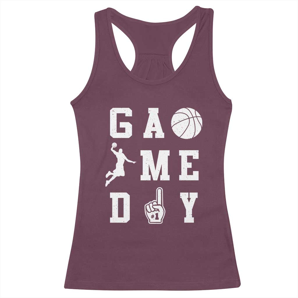 Game Day Basketball Racerback Tank Top Basketball Mom Sports Fan - Wonder Print Shop