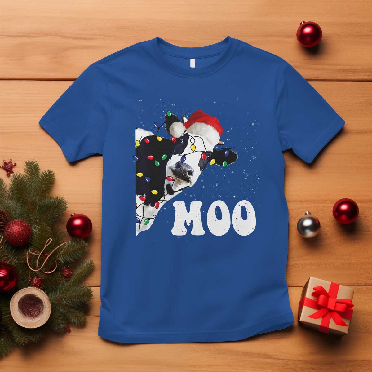 Christmas Cow T Shirt Funny Cow Lover Xmas Gift Farm - Wonder Print Shop