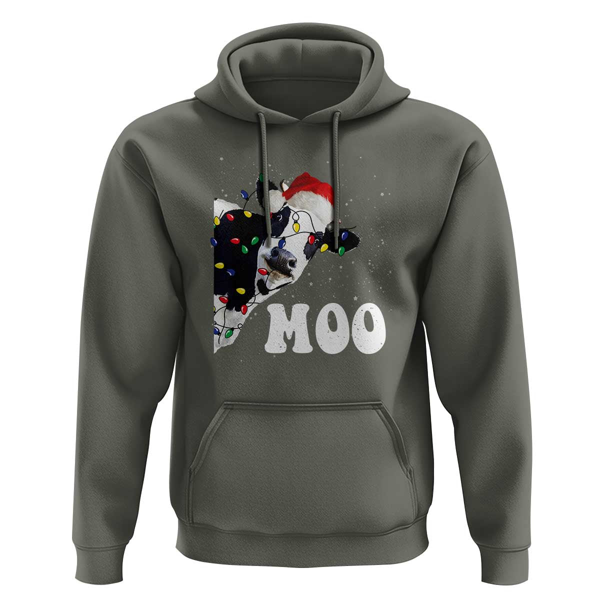 Christmas Cow Hoodie Funny Cow Lover Xmas Gift Farm