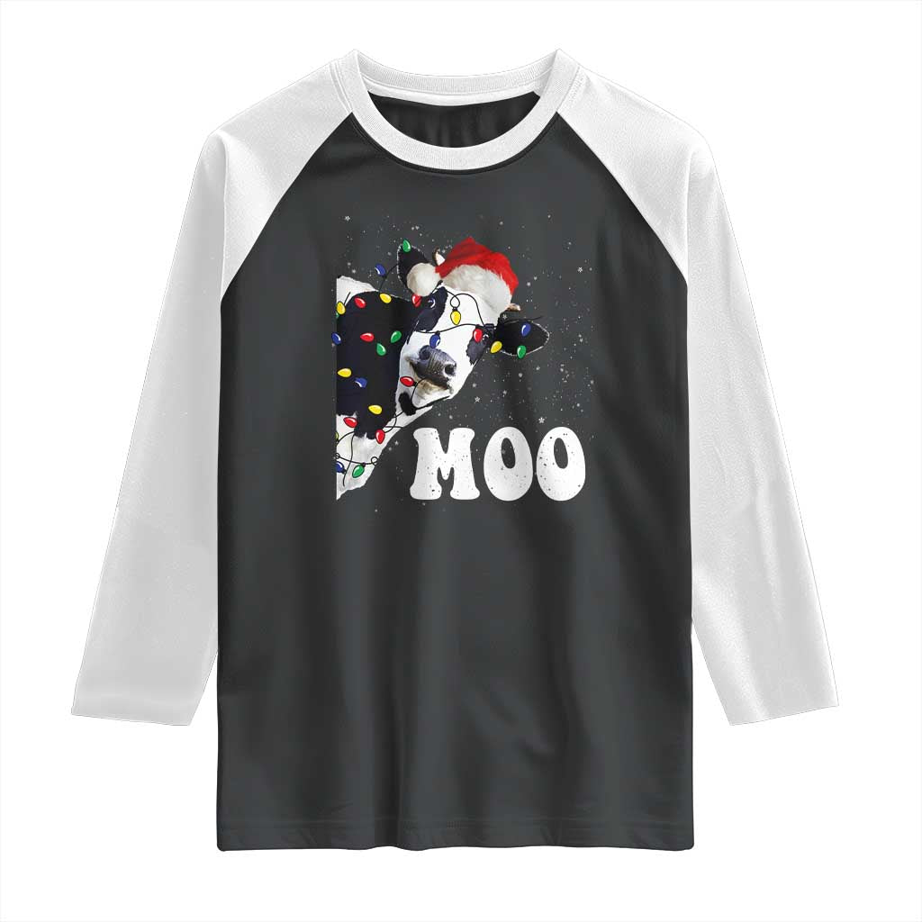 Christmas Cow Raglan Shirt Funny Cow Lover Xmas Gift Farm