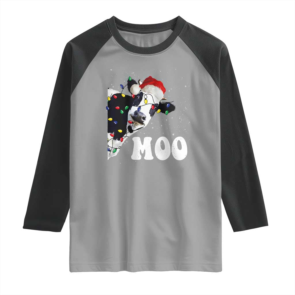 Christmas Cow Raglan Shirt Funny Cow Lover Xmas Gift Farm