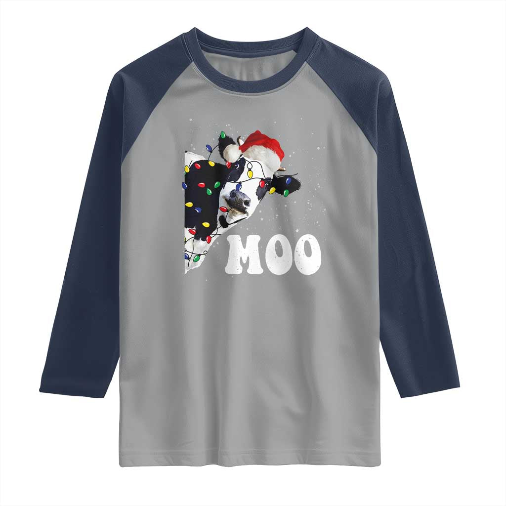 Christmas Cow Raglan Shirt Funny Cow Lover Xmas Gift Farm
