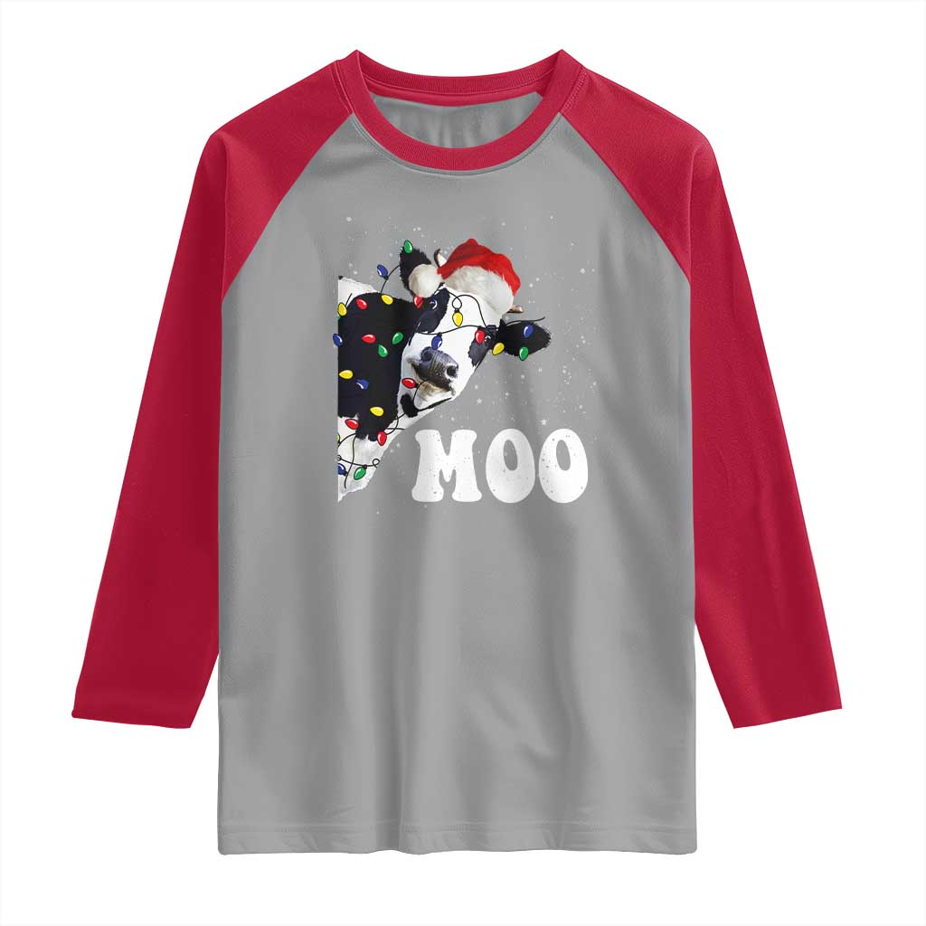 Christmas Cow Raglan Shirt Funny Cow Lover Xmas Gift Farm