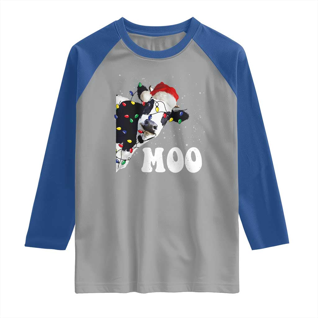 Christmas Cow Raglan Shirt Funny Cow Lover Xmas Gift Farm