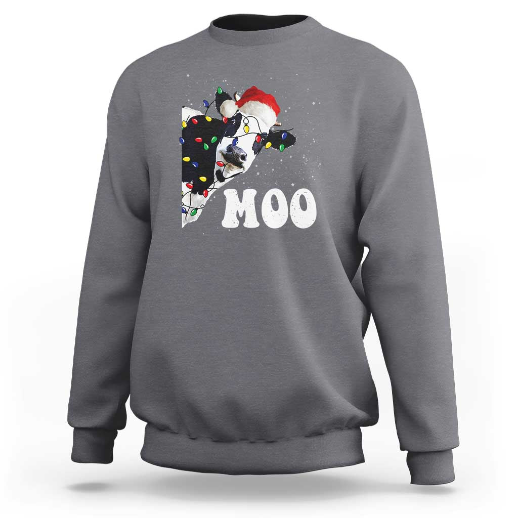 Christmas Cow Sweatshirt Funny Cow Lover Xmas Gift Farm - Wonder Print Shop