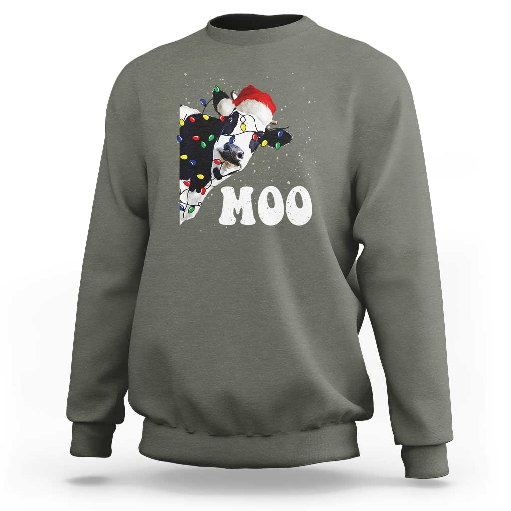 Christmas Cow Sweatshirt Funny Cow Lover Xmas Gift Farm - Wonder Print Shop