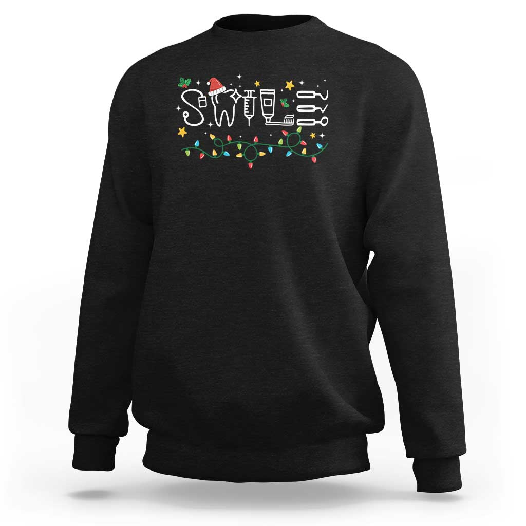 Christmas Dental Sweatshirt Red Santa Hat Teeth Funny Dentist Merry Xmas Lights - Wonder Print Shop