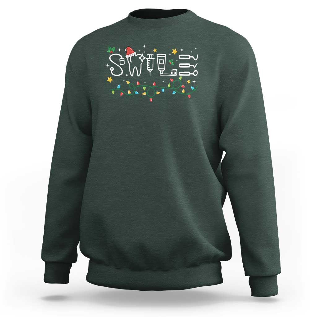 Christmas Dental Sweatshirt Red Santa Hat Teeth Funny Dentist Merry Xmas Lights - Wonder Print Shop