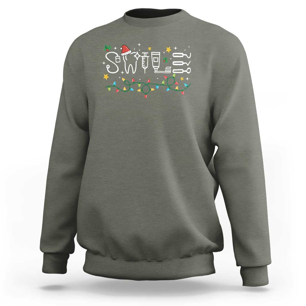 Christmas Dental Sweatshirt Red Santa Hat Teeth Funny Dentist Merry Xmas Lights - Wonder Print Shop