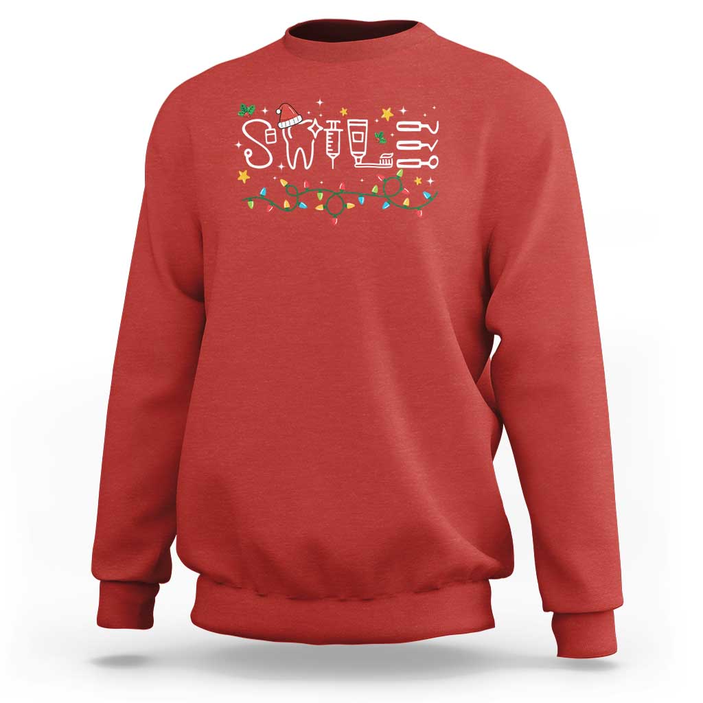 Christmas Dental Sweatshirt Red Santa Hat Teeth Funny Dentist Merry Xmas Lights - Wonder Print Shop