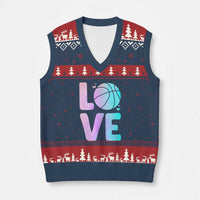 Basketball Lovers V-Neck Knit Sweater Vest Basketball Mom Sports Fan - Wonder Print Shop