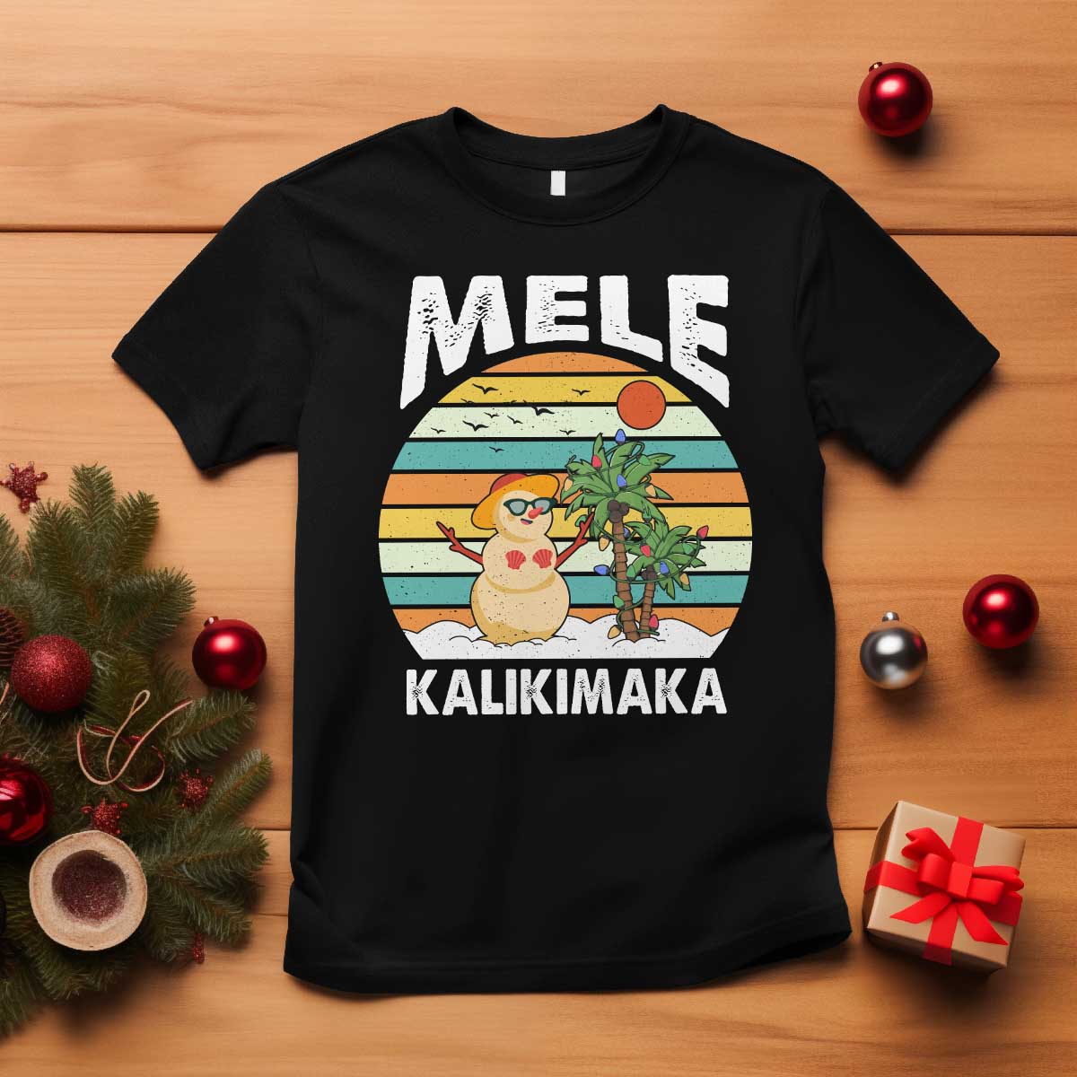Mele Kalikimaka Hawaiian Christmas T Shirt Beach Hawaii Xmas In July Tropical - Wonder Print Shop