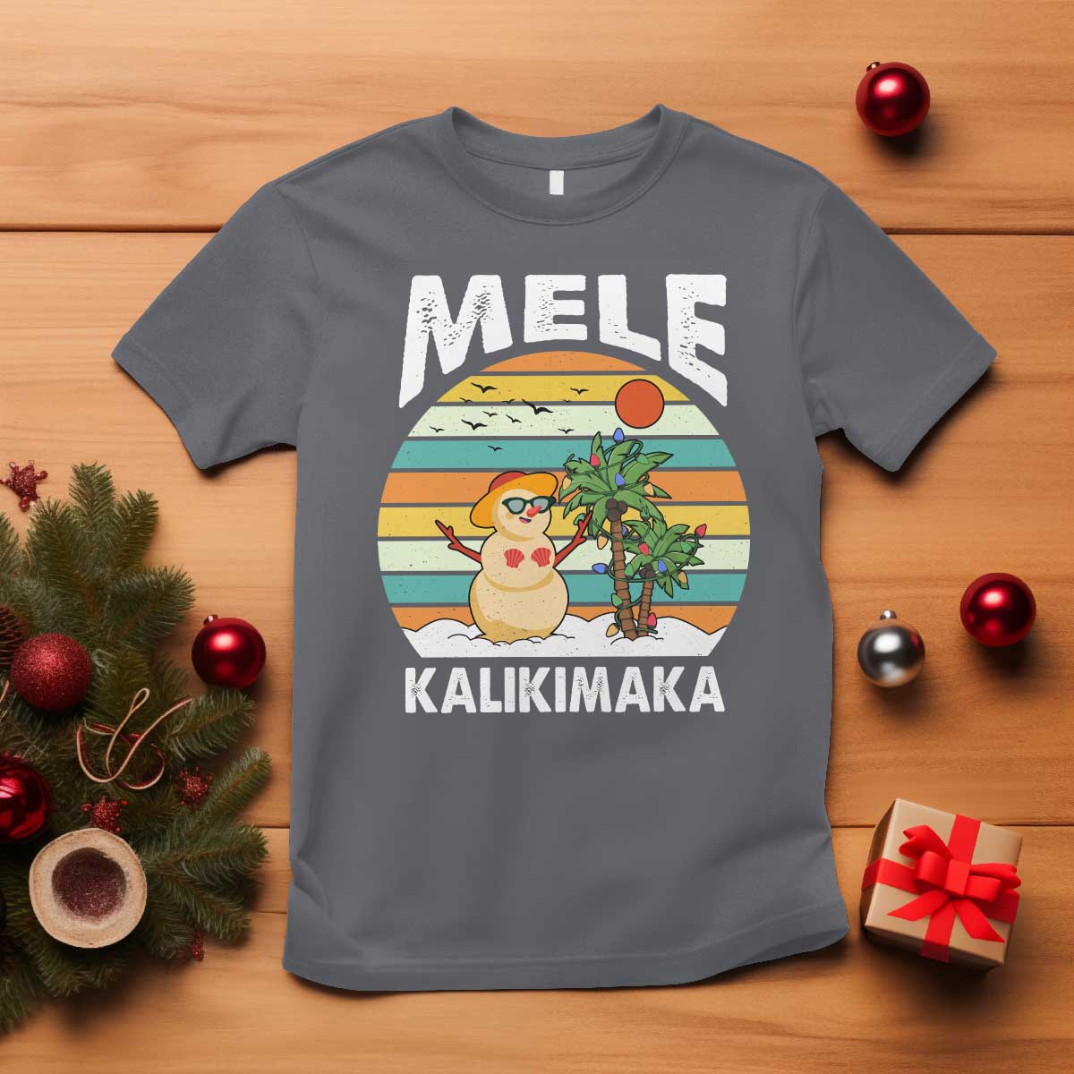 Mele Kalikimaka Hawaiian Christmas T Shirt Beach Hawaii Xmas In July Tropical - Wonder Print Shop
