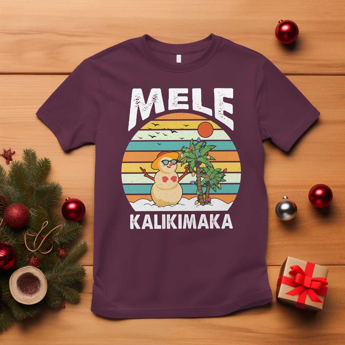 Mele Kalikimaka Hawaiian Christmas T Shirt Beach Hawaii Xmas In July Tropical - Wonder Print Shop