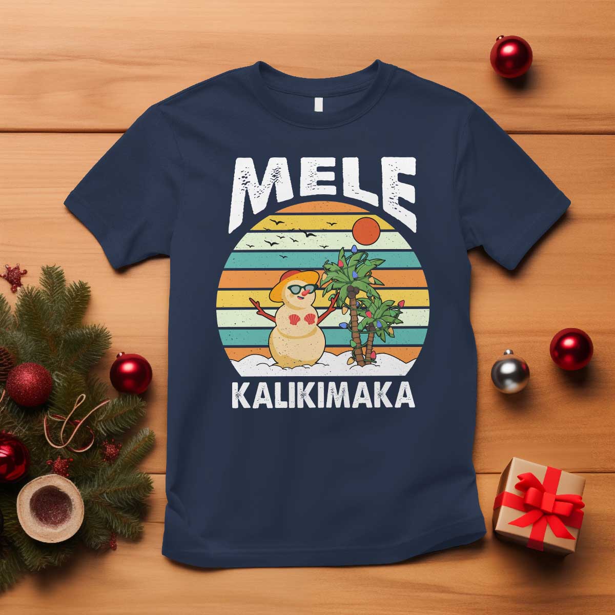 Mele Kalikimaka Hawaiian Christmas T Shirt Beach Hawaii Xmas In July Tropical - Wonder Print Shop