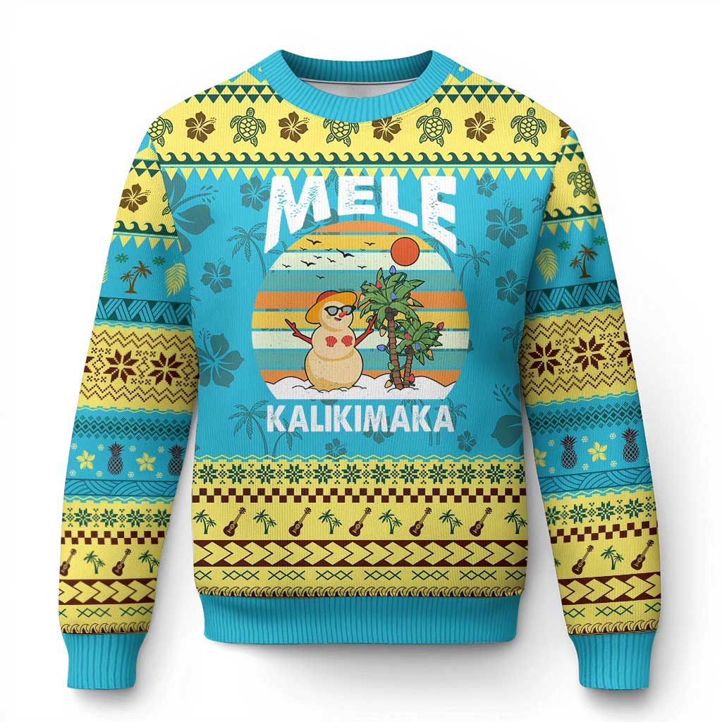 Mele Kalikimaka Hawaiian Ugly Christmas Sweater Beach Hawaii Xmas In July Tropical - Wonder Print Shop