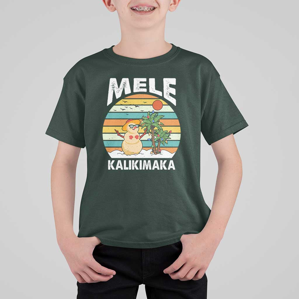 Mele Kalikimaka Hawaiian Christmas T Shirt For Kid Beach Hawaii Xmas In July Tropical - Wonder Print Shop