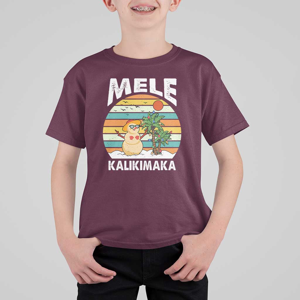 Mele Kalikimaka Hawaiian Christmas T Shirt For Kid Beach Hawaii Xmas In July Tropical - Wonder Print Shop
