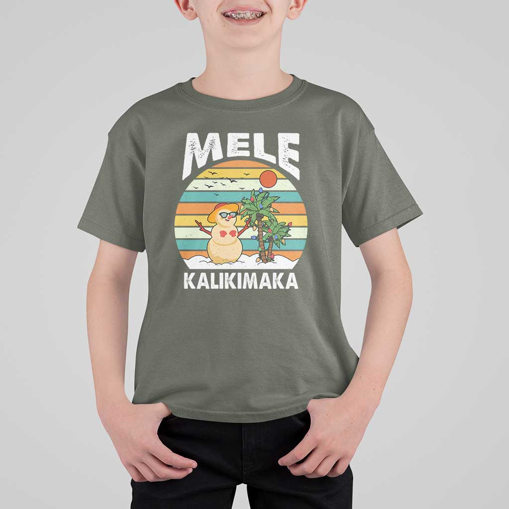 Mele Kalikimaka Hawaiian Christmas T Shirt For Kid Beach Hawaii Xmas In July Tropical - Wonder Print Shop