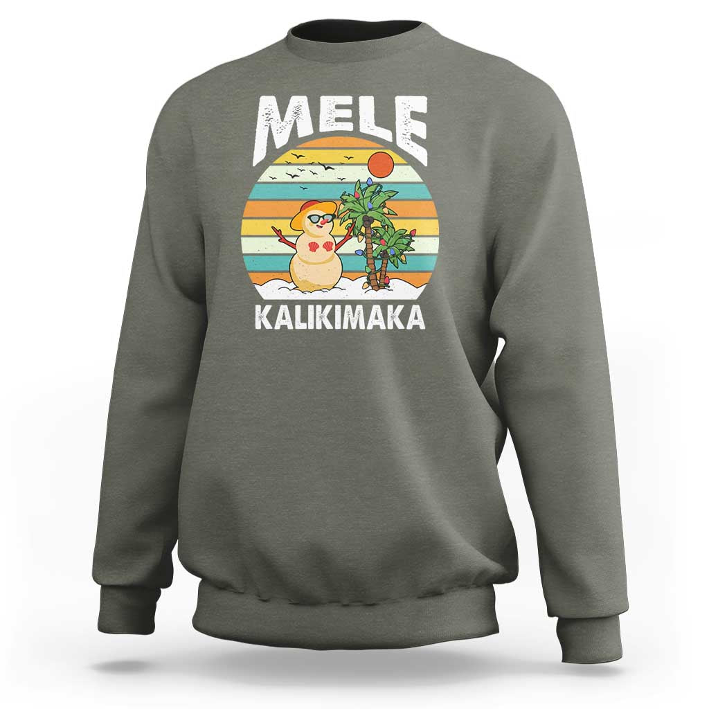 Mele Kalikimaka Hawaiian Christmas Sweatshirt Beach Hawaii Xmas In July Tropical - Wonder Print Shop