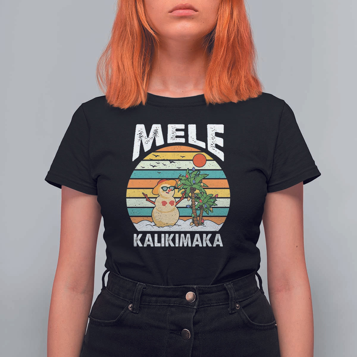 Mele Kalikimaka Hawaiian Christmas T Shirt For Women Beach Hawaii Xmas In July Tropical - Wonder Print Shop