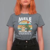 Mele Kalikimaka Hawaiian Christmas T Shirt For Women Beach Hawaii Xmas In July Tropical - Wonder Print Shop